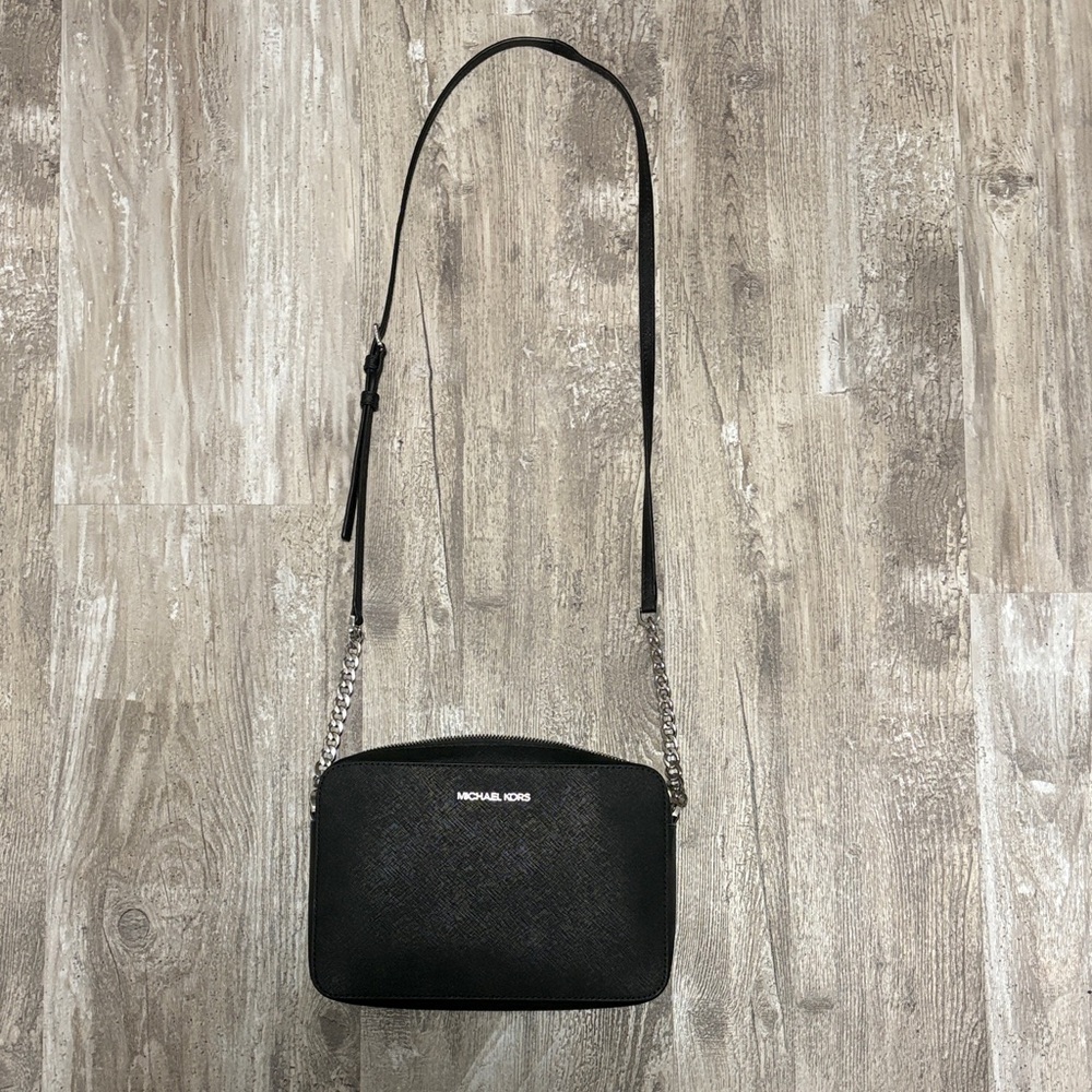 Michael Kors Black Textured Crossbody Bag